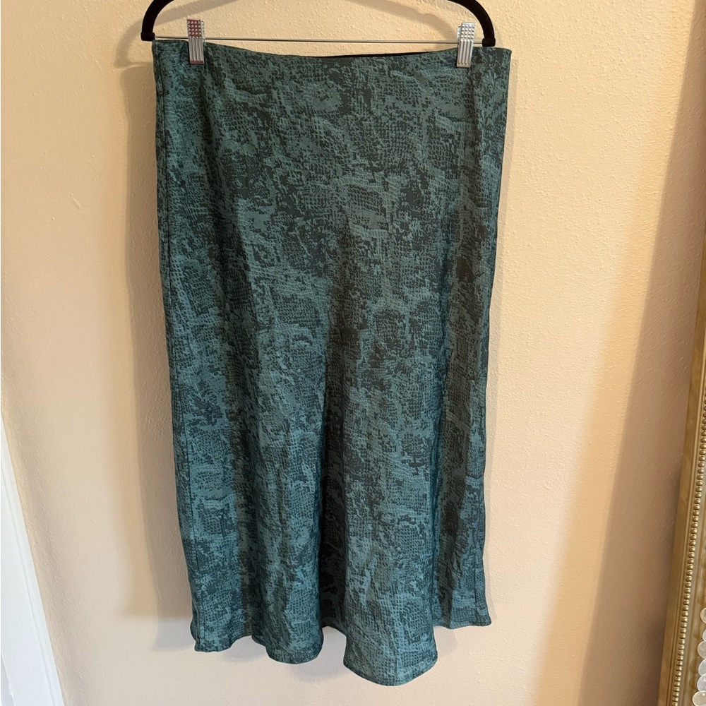 A New Day Teal Midi Skirt